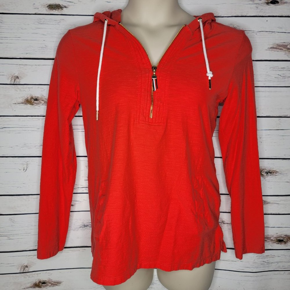 Tommy Hilfiger Orange Top Hood Zipper Medium Pockets